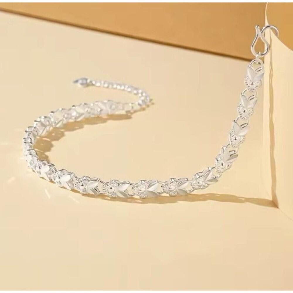 925 Sterling Silver Plated Bunny Bracelet Womens 7in~8in Animal Lover